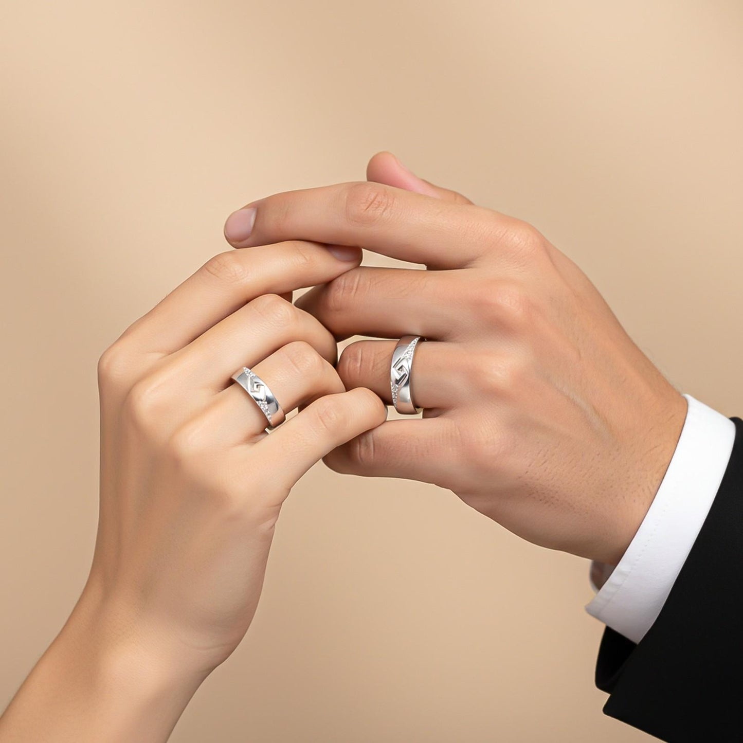 Silver Vintage Couple Matching Bands
