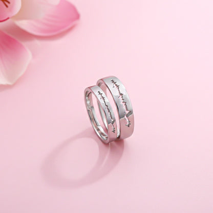 Silver Heart Beat Couple Bands
