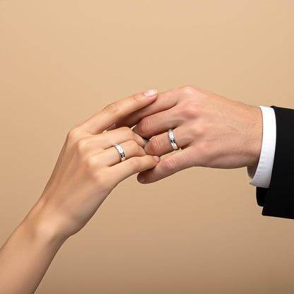 Silver Heart Beat Couple Bands