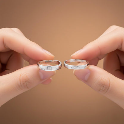 Silver Heart Beat Couple Bands