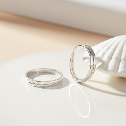 Silver Heart Beat Couple Bands