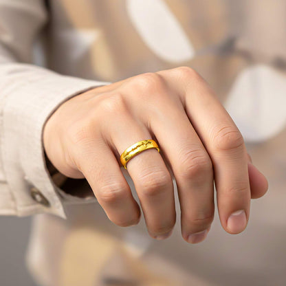 Golden Heart Beat Men's Band Ring