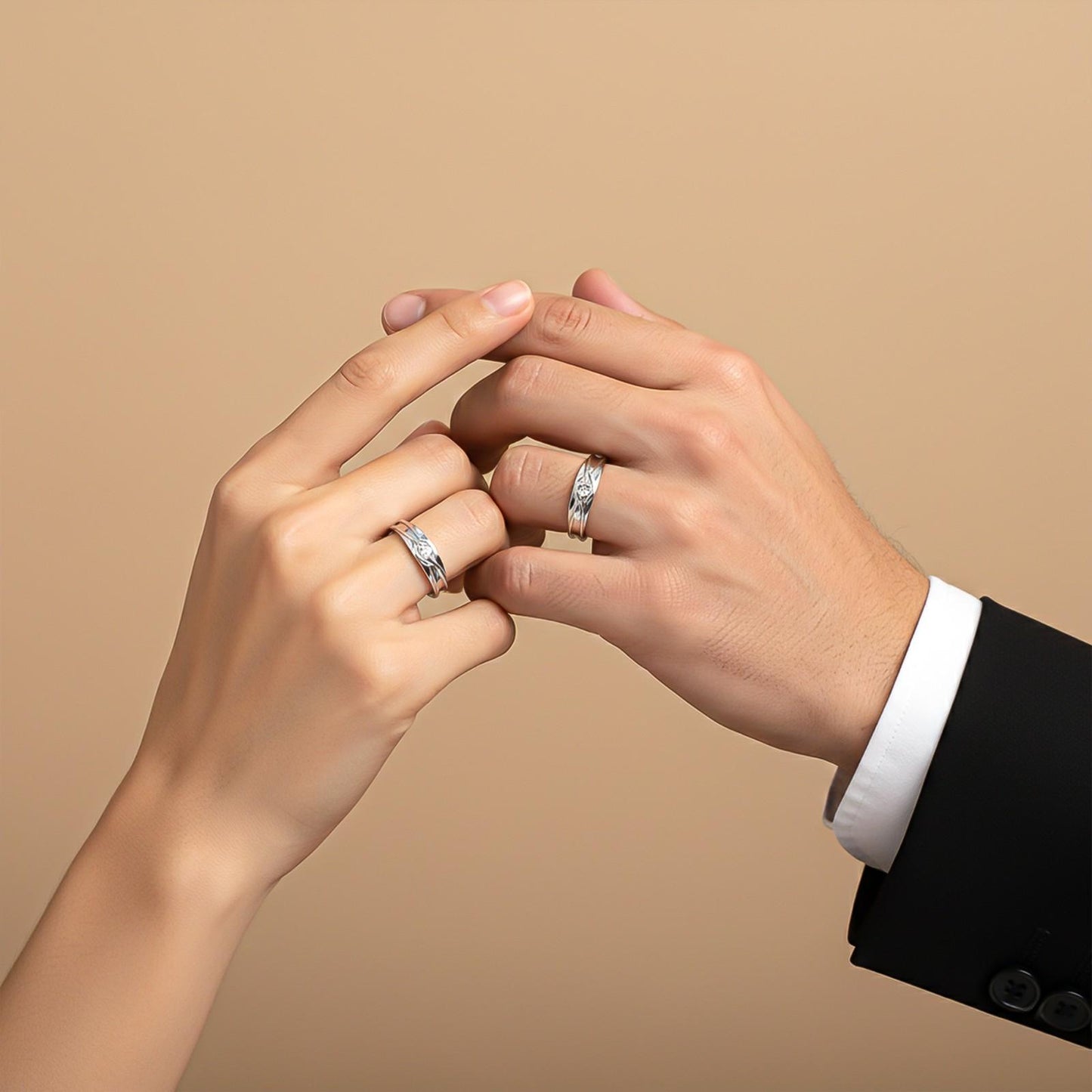 Silver Round Criss Cross Couple Bands