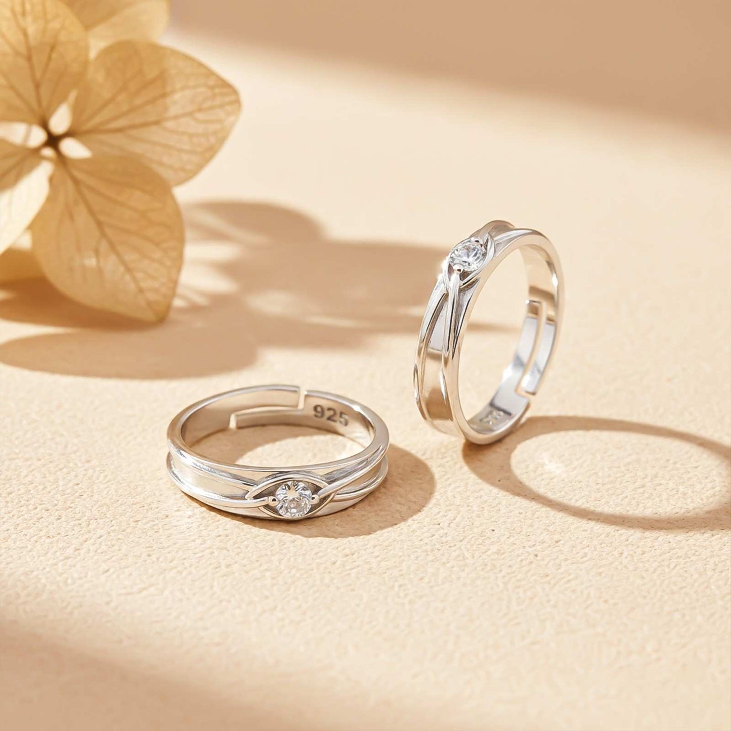 Silver Round Criss Cross Couple Bands