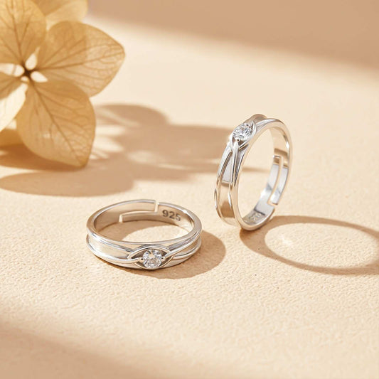 Silver Round Criss Cross Couple Bands