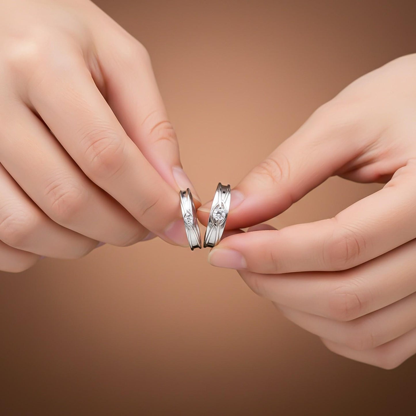 Silver Round Criss Cross Couple Bands