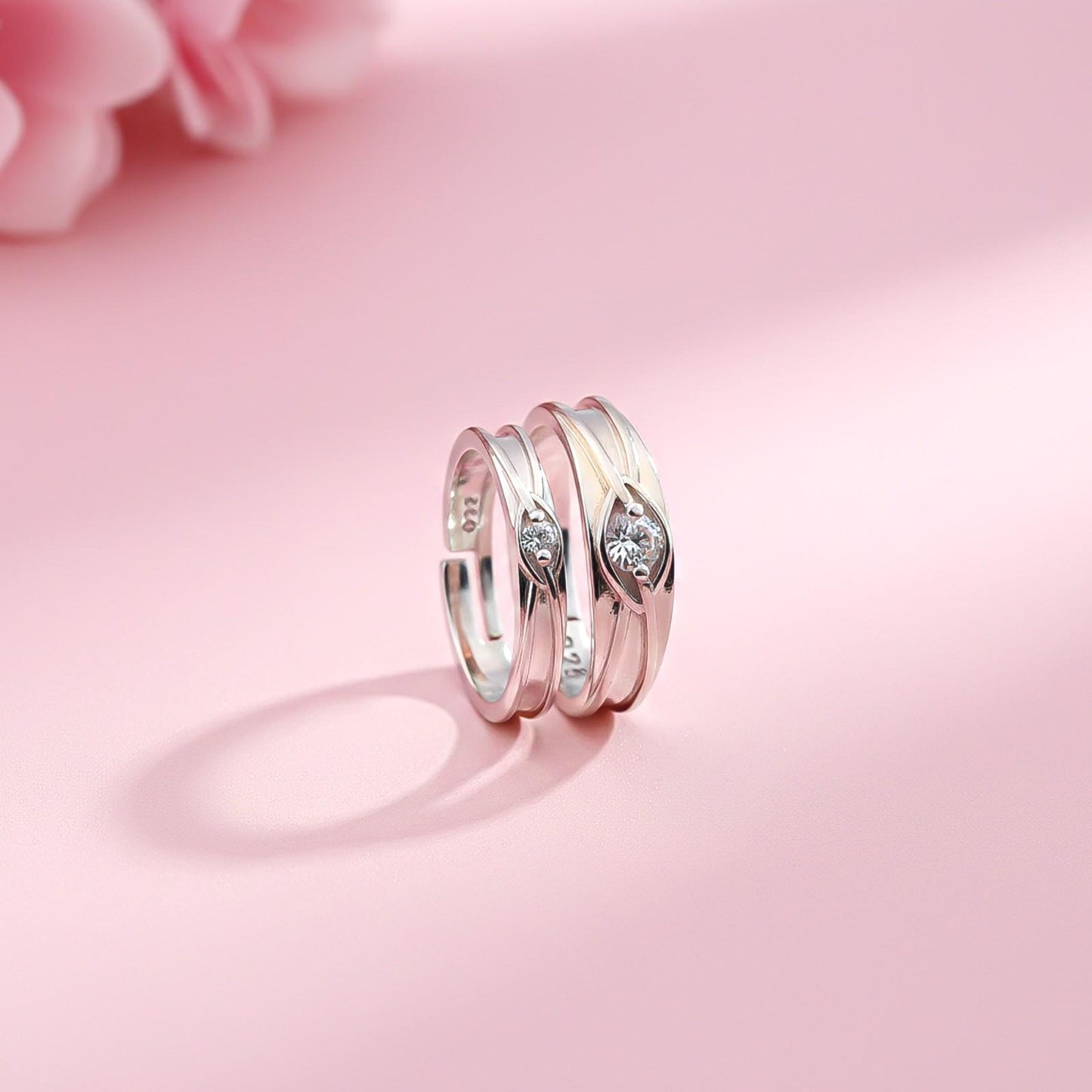 Silver Round Criss Cross Couple Bands