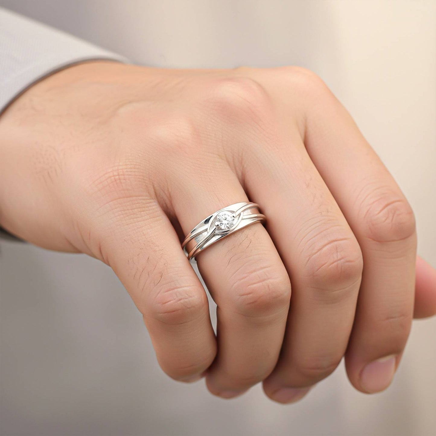 Silver Criss Cross Ring For Him