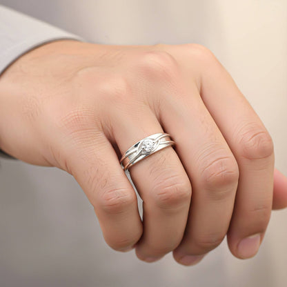 Silver Criss Cross Ring For Him