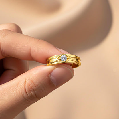 Golden Criss Cross Ring For Him