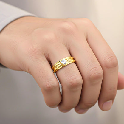 Golden Criss Cross Ring For Him