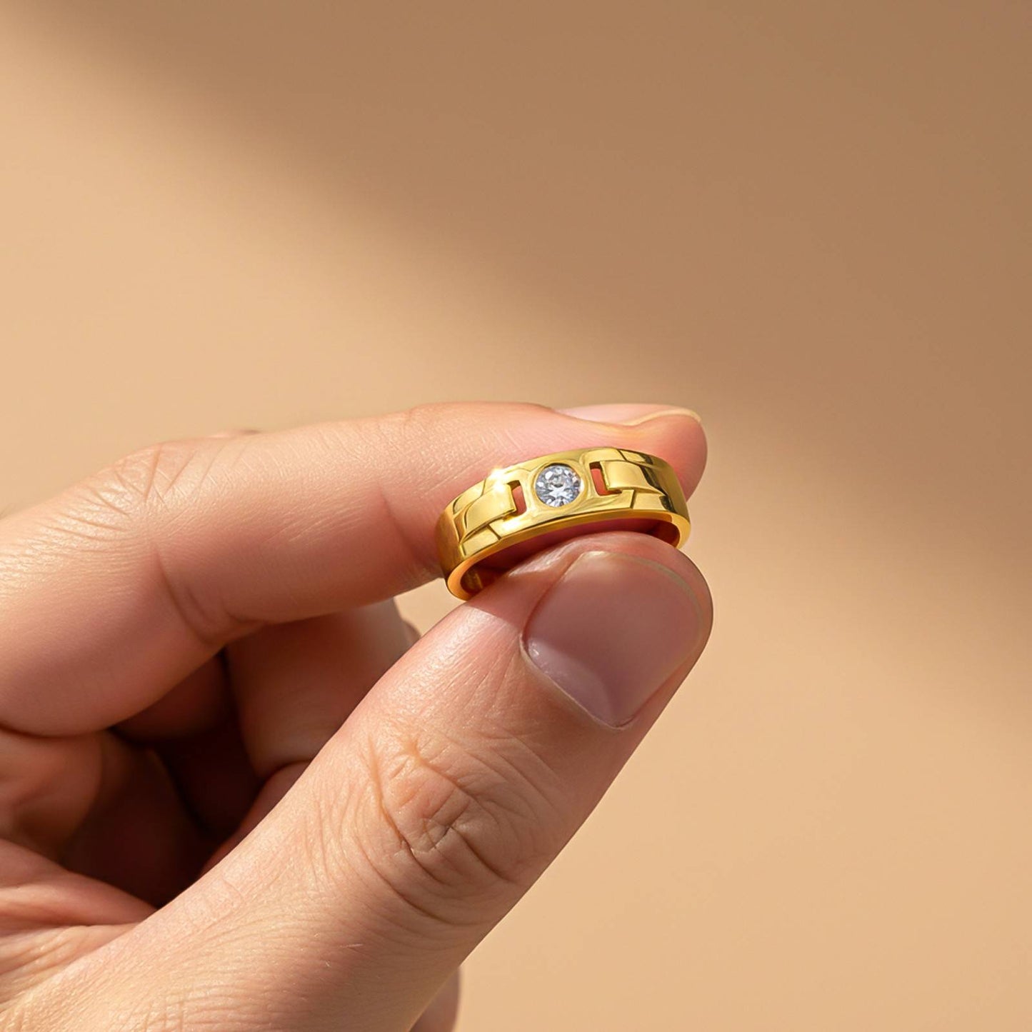 Golden Men's Minimal Ring Band For Him