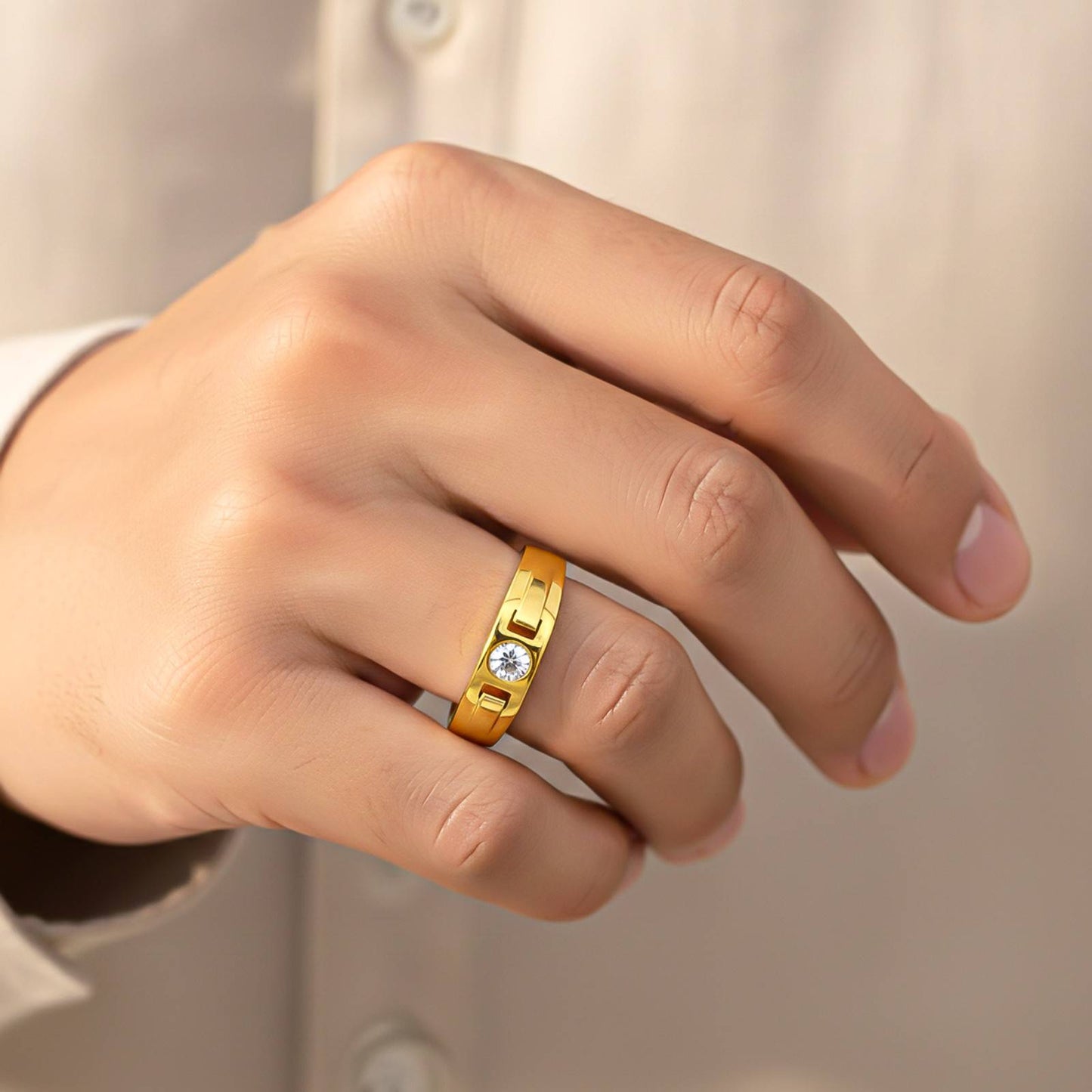 Golden Men's Minimal Ring Band For Him