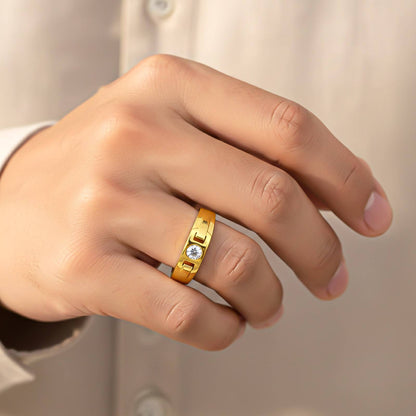 Golden Men's Minimal Ring Band For Him