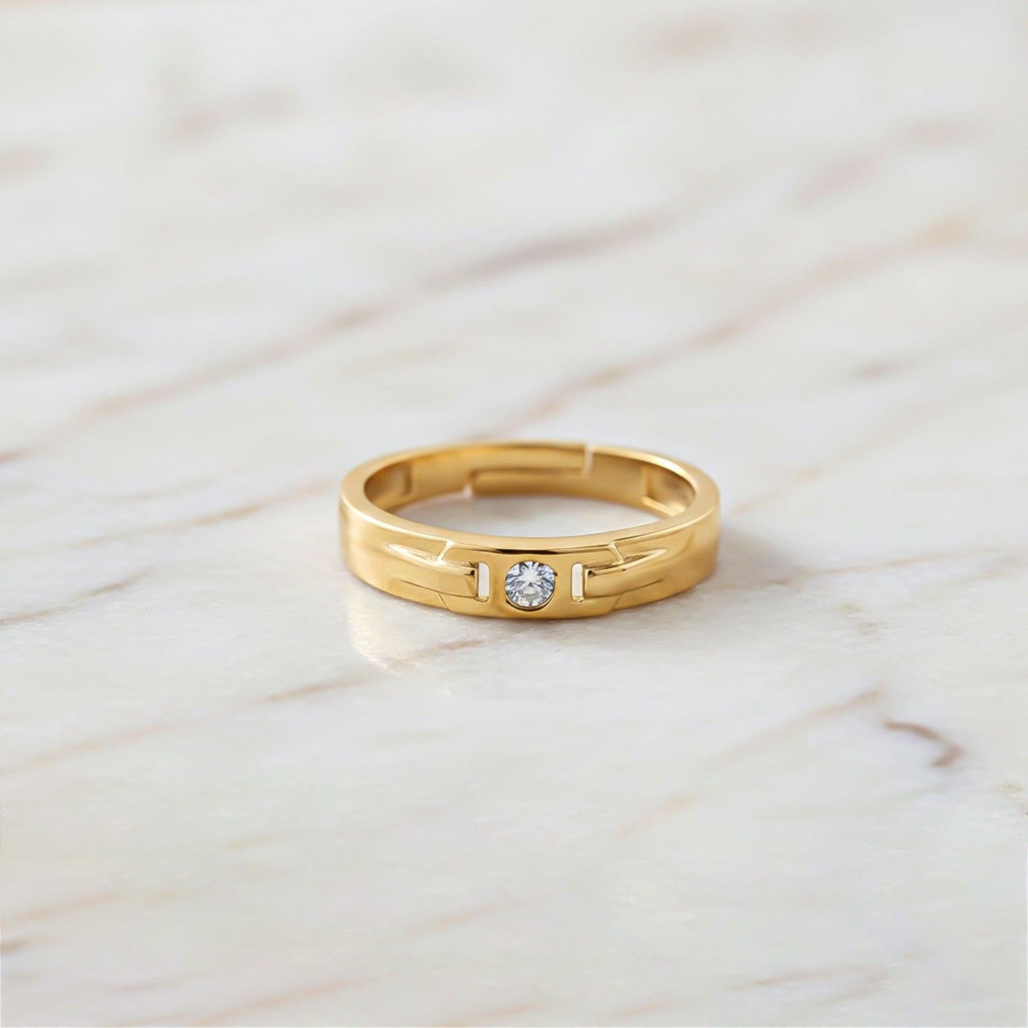 Golden Men's Minimal Ring Band For Him
