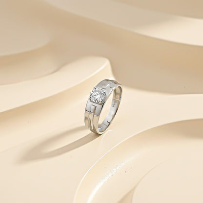 Silver Solitaire Prince Band Ring