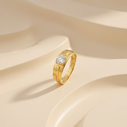 Golden Solitaire Prince Band Ring