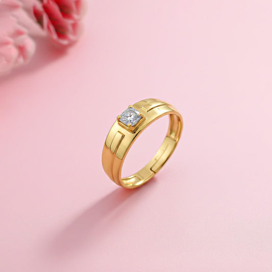 Golden Solitaire Prince Band Ring
