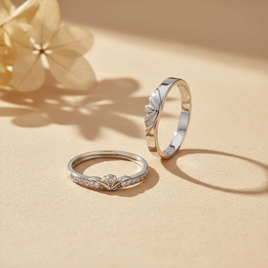 Silver Princess Knight Couple Rings