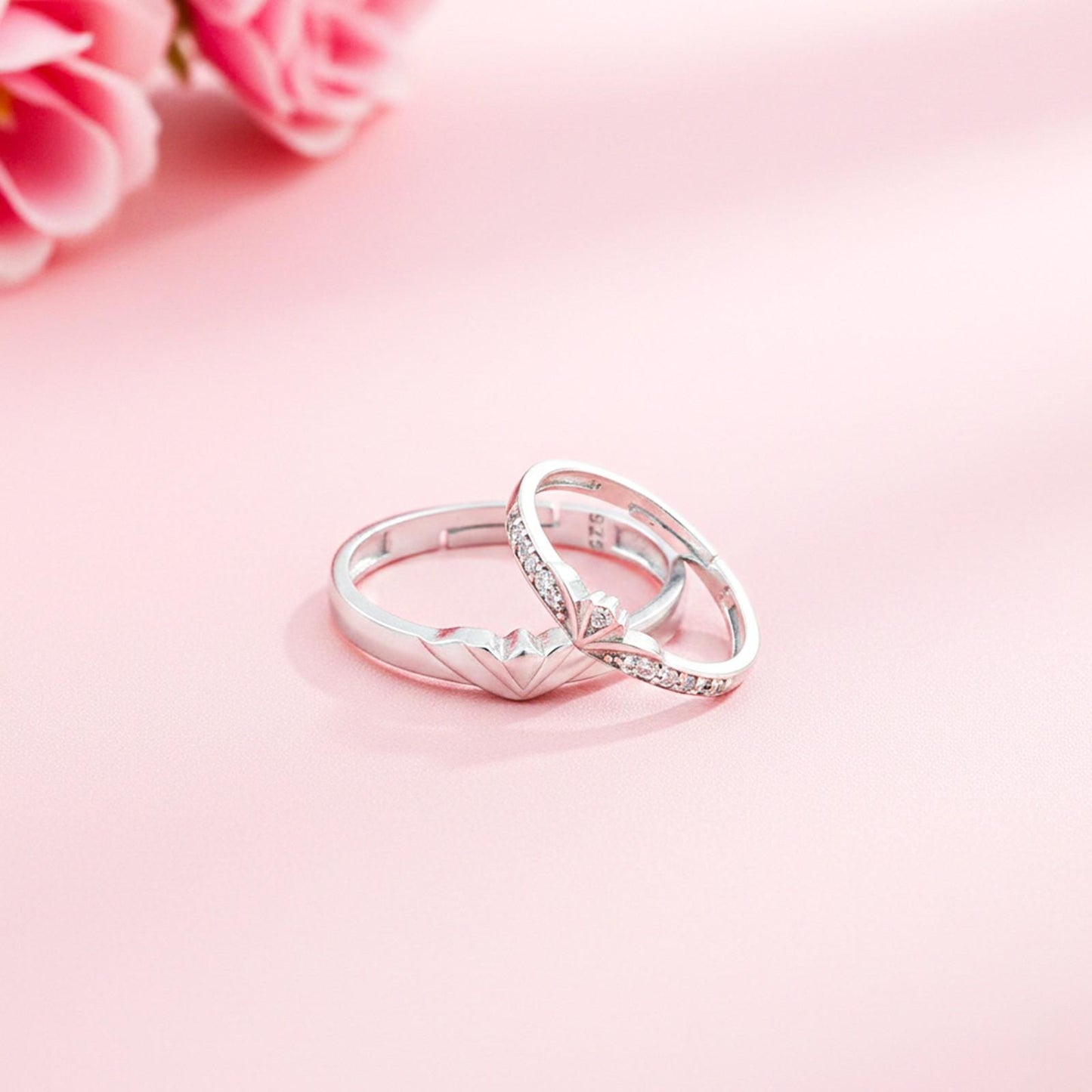 Silver Princess Knight Couple Rings