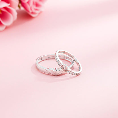 Silver Princess Knight Couple Rings