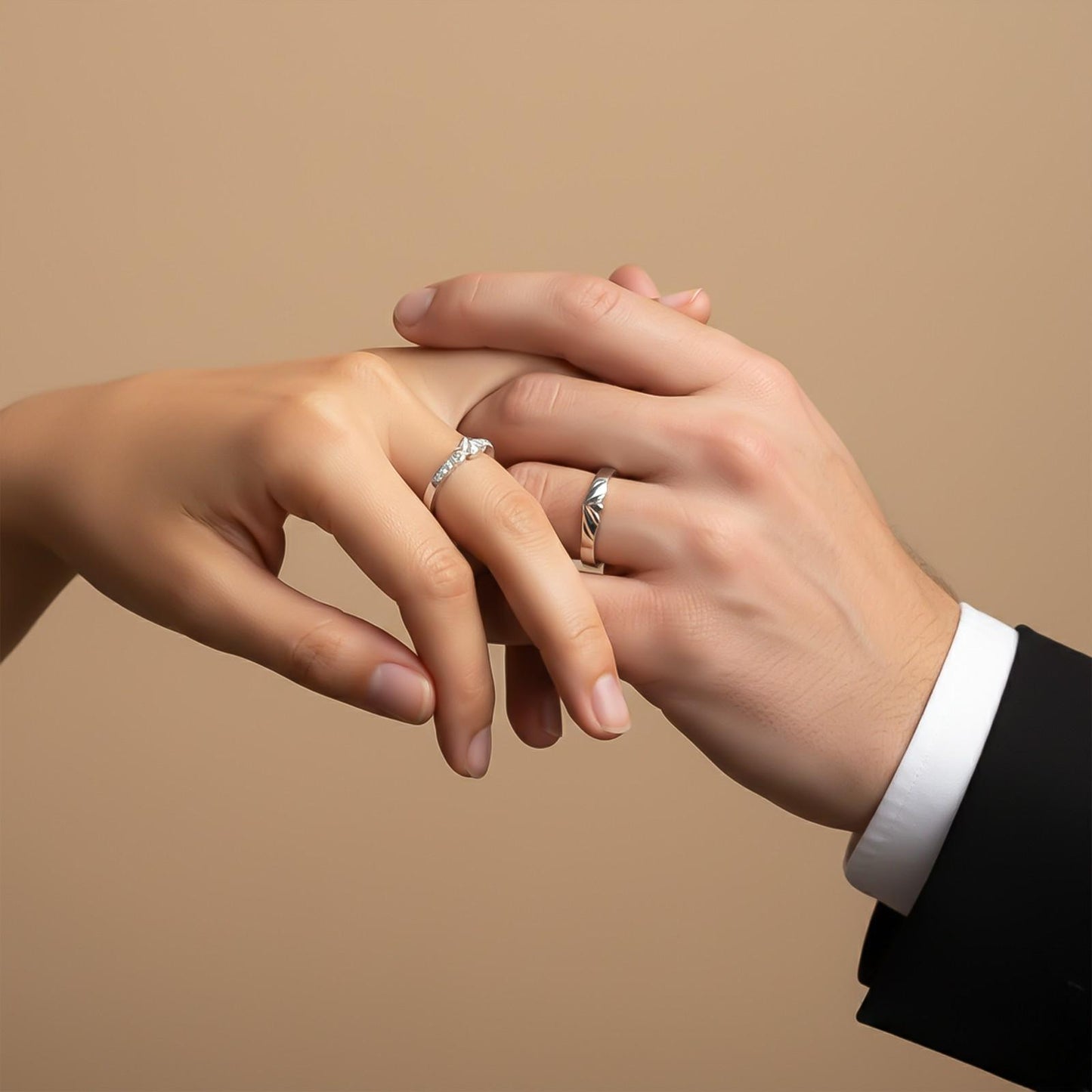 Silver Princess Knight Couple Rings