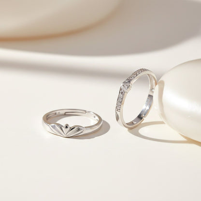 Silver Princess Knight Couple Rings