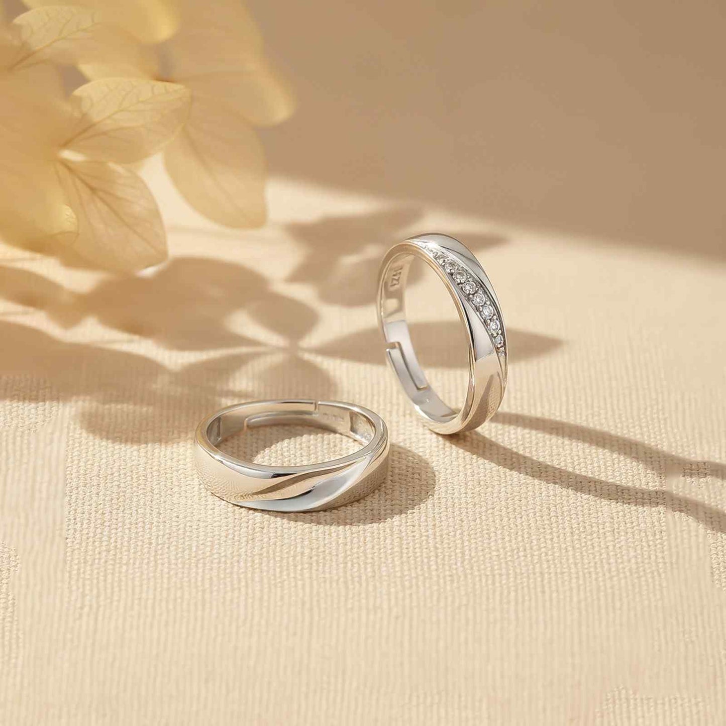 Silver Sparkling Love Couple Bands