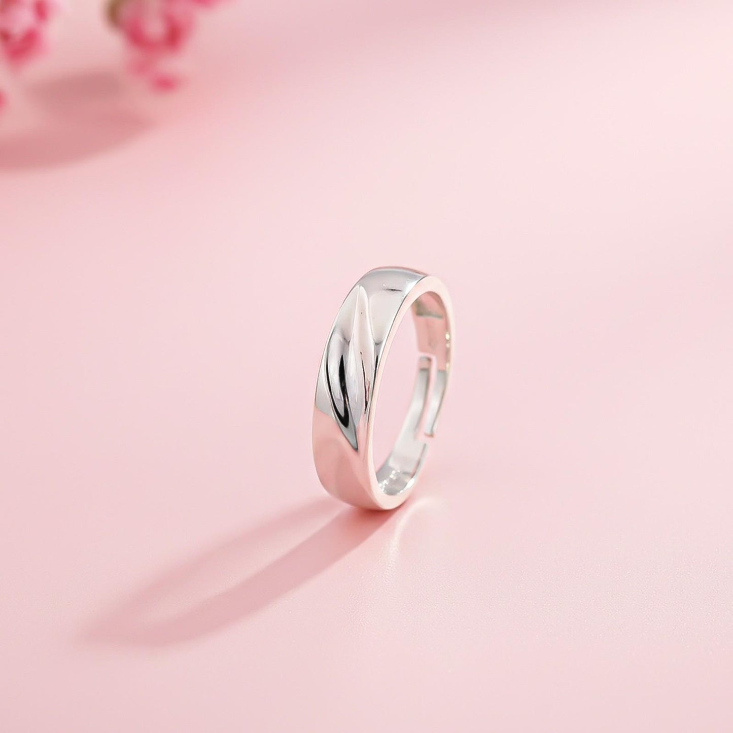 Silver Sparkling Love Band Ring For Men's