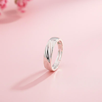 Silver Sparkling Love Band Ring For Men's
