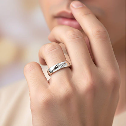 Silver Sparkling Love Band Ring For Men's