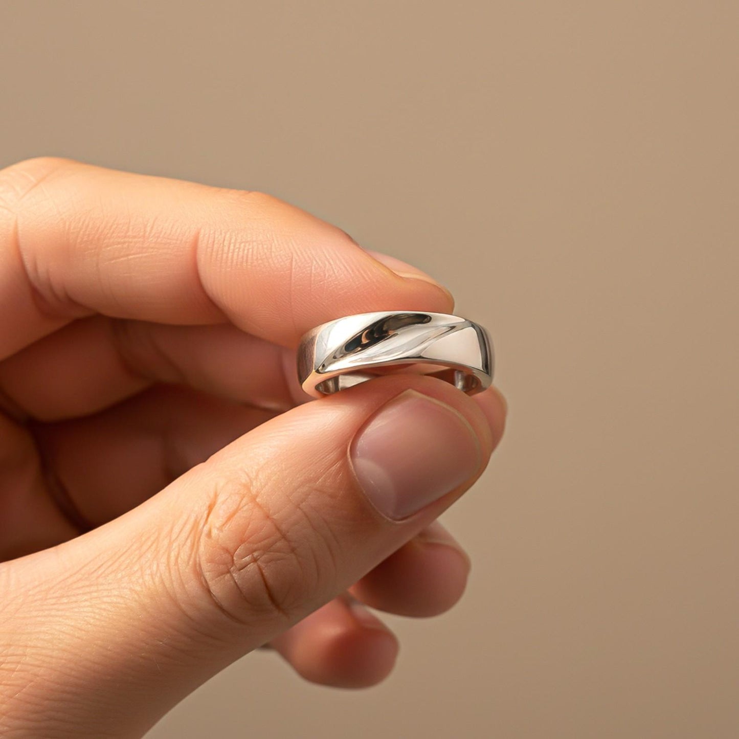 Silver Sparkling Love Band Ring For Men's