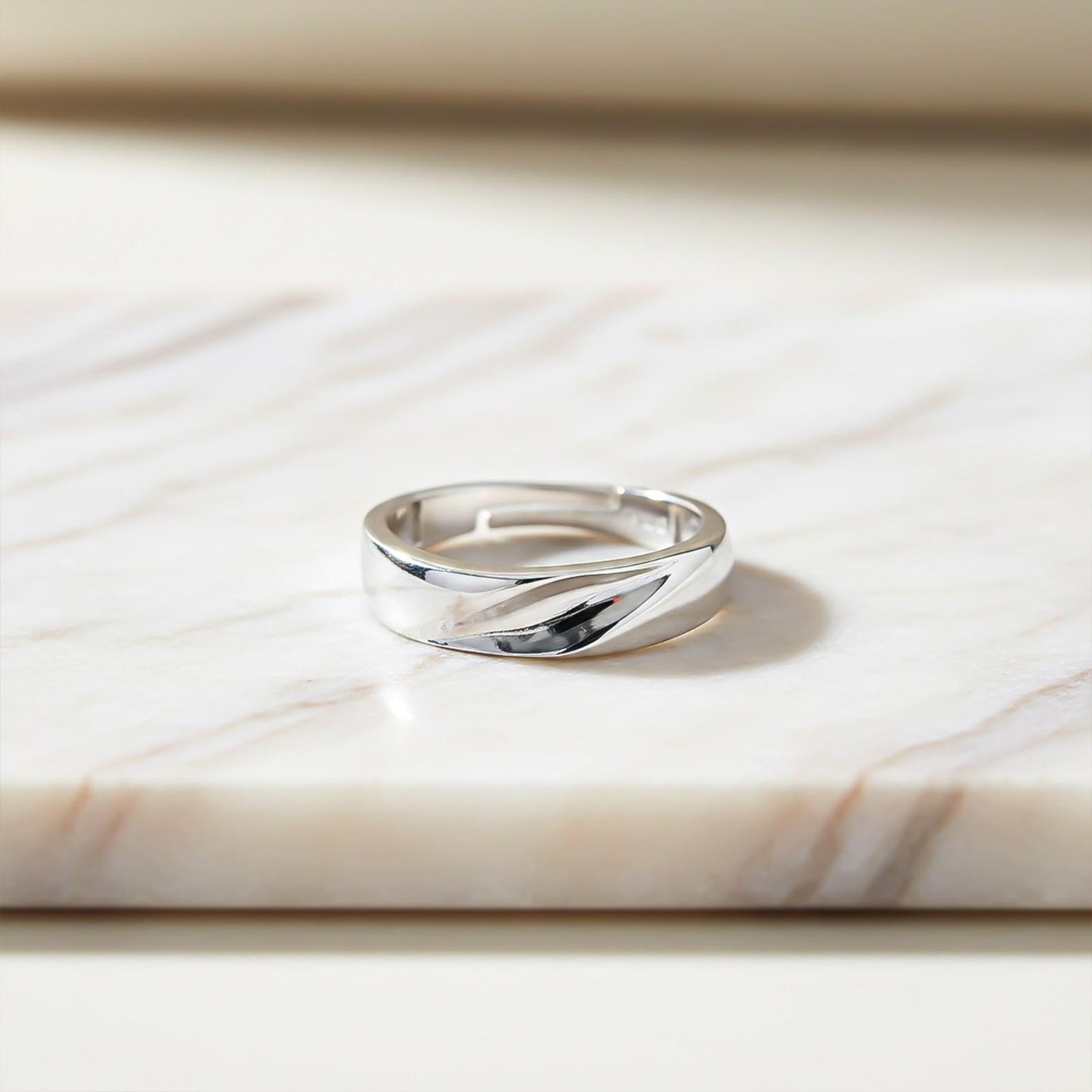 Silver Sparkling Love Band Ring For Men's