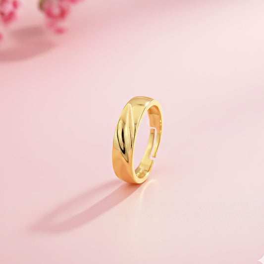 Golden Sparkling Love Band Ring For Men's