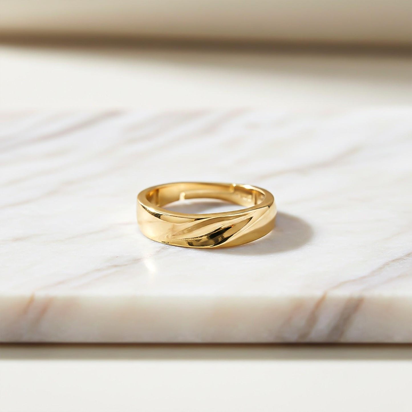 Golden Sparkling Love Band Ring For Men's