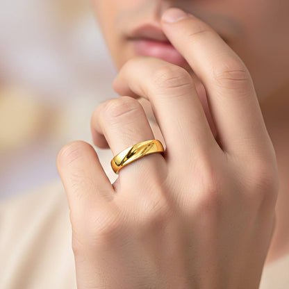 Golden Sparkling Love Band Ring For Men's