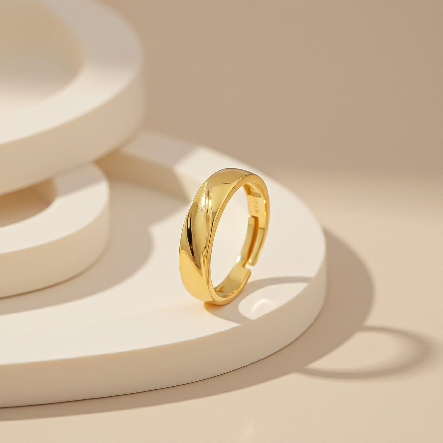 Golden Sparkling Love Band Ring For Men's