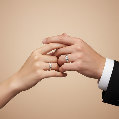 Silver Solitaire Classic Love Rings