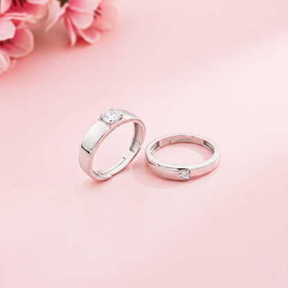 Silver Solitaire Classic Love Rings