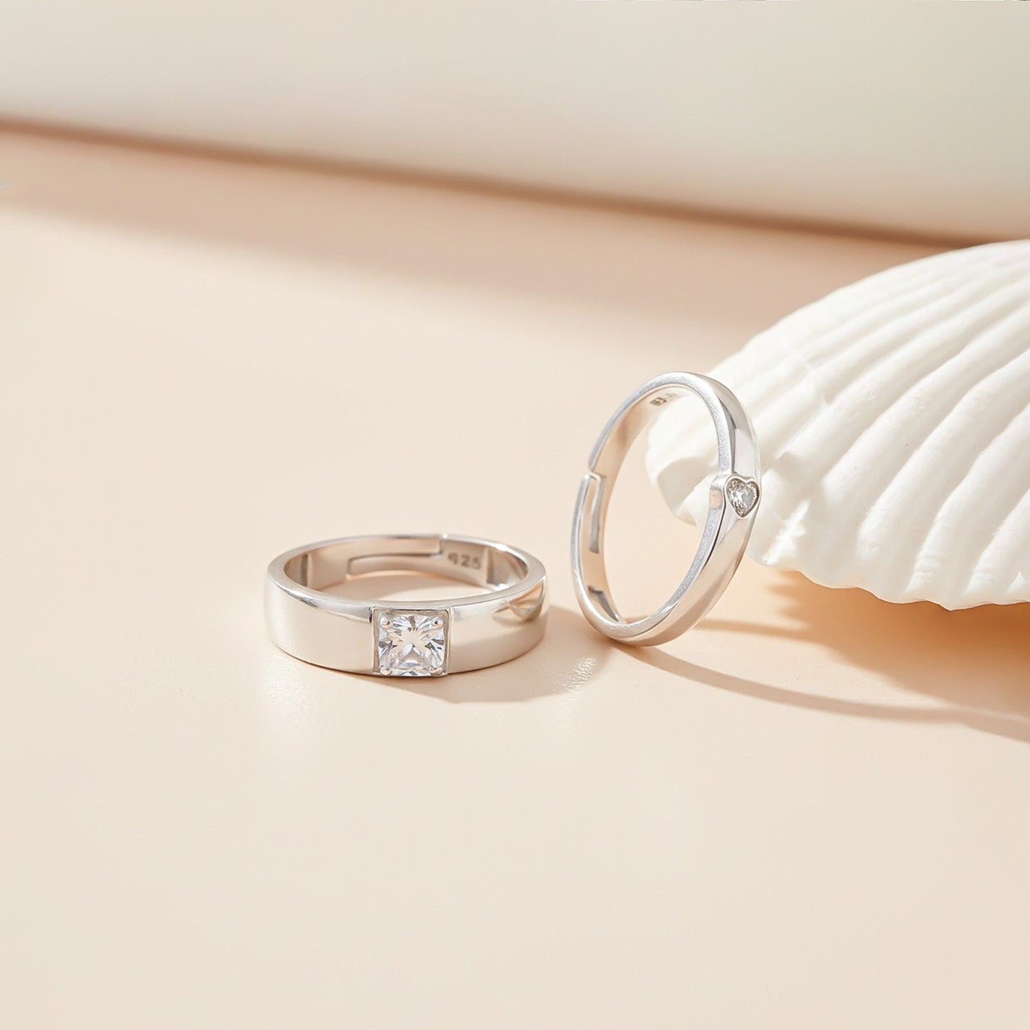 Silver Solitaire Classic Love Rings