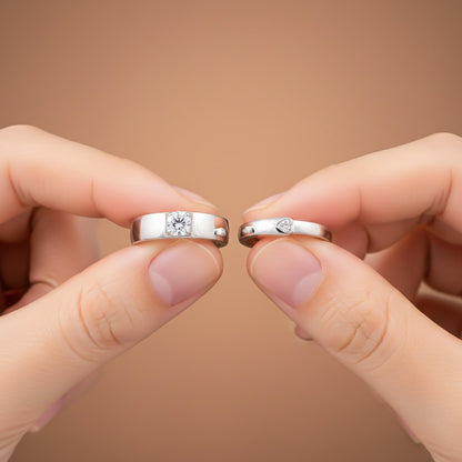 Silver Solitaire Classic Love Rings