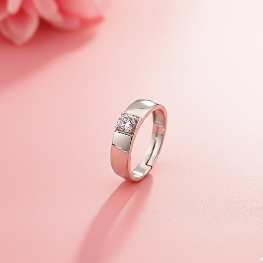Silver Solitaire Classic Love Ring for Boys