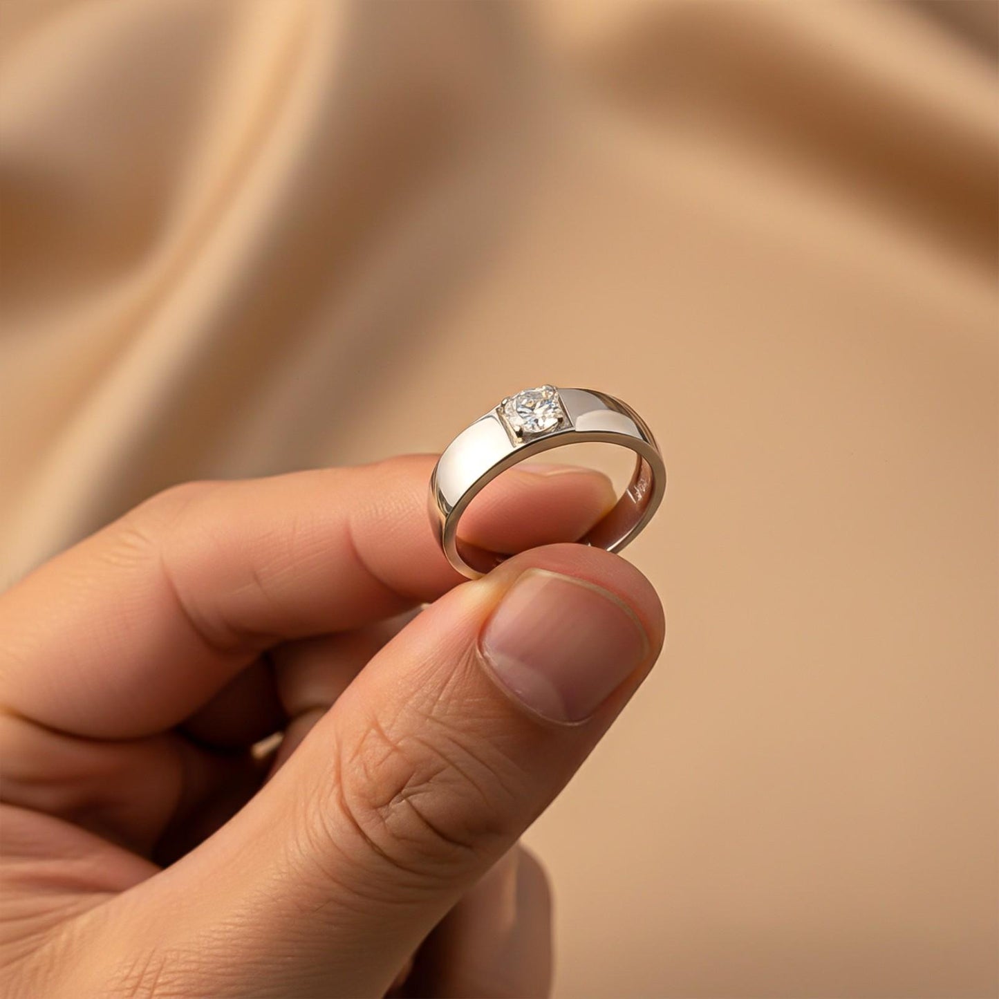 Silver Solitaire Classic Love Ring for Boys