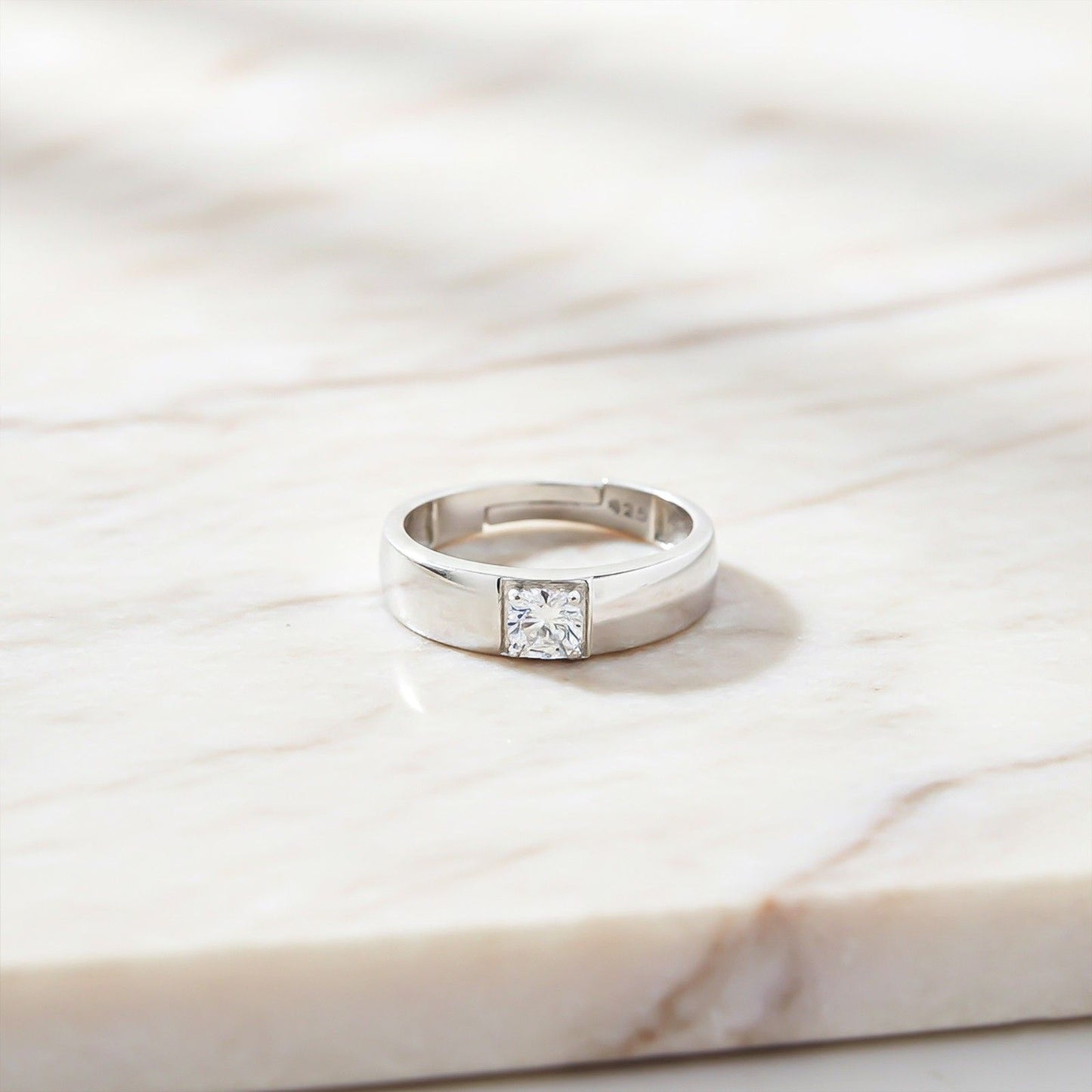 Silver Solitaire Classic Love Ring for Boys