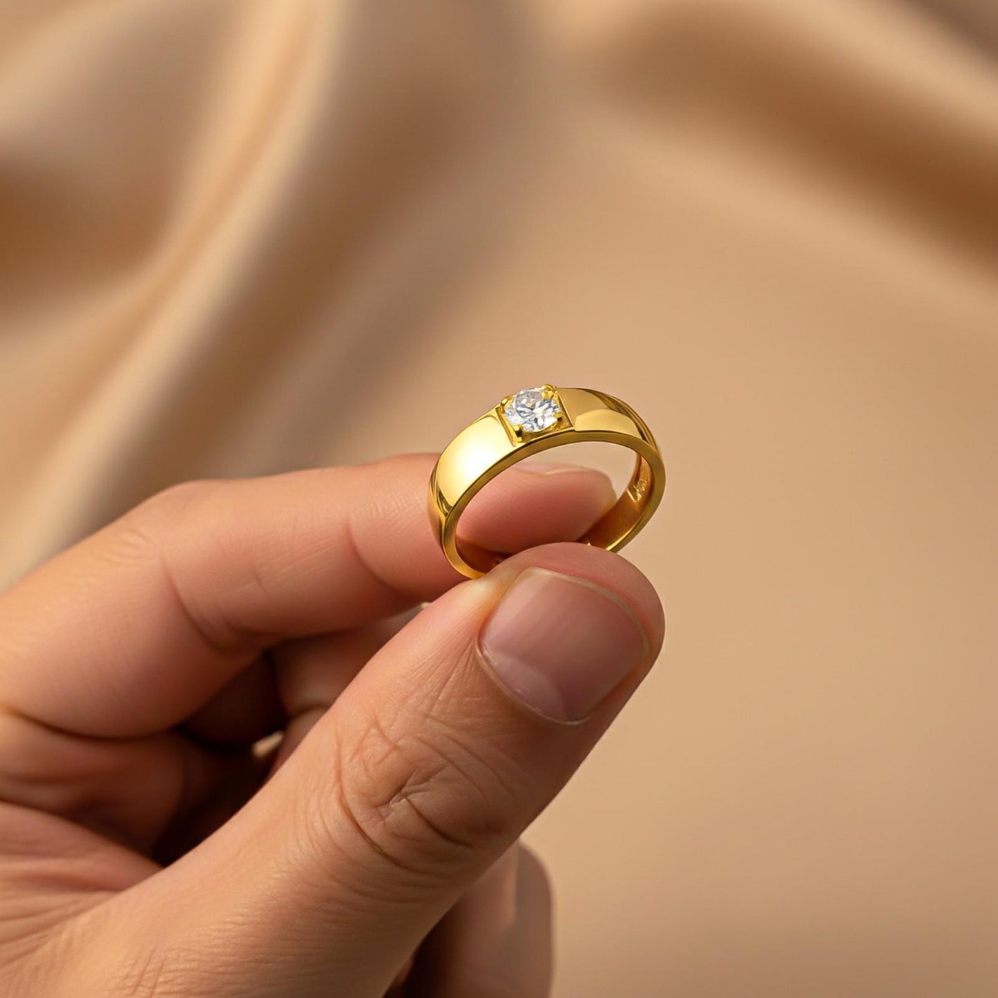 Golden Solitaire Classic Love Ring for Boys