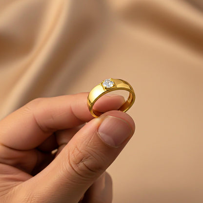 Golden Solitaire Classic Love Ring for Boys