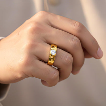 Golden Solitaire Classic Love Ring for Boys