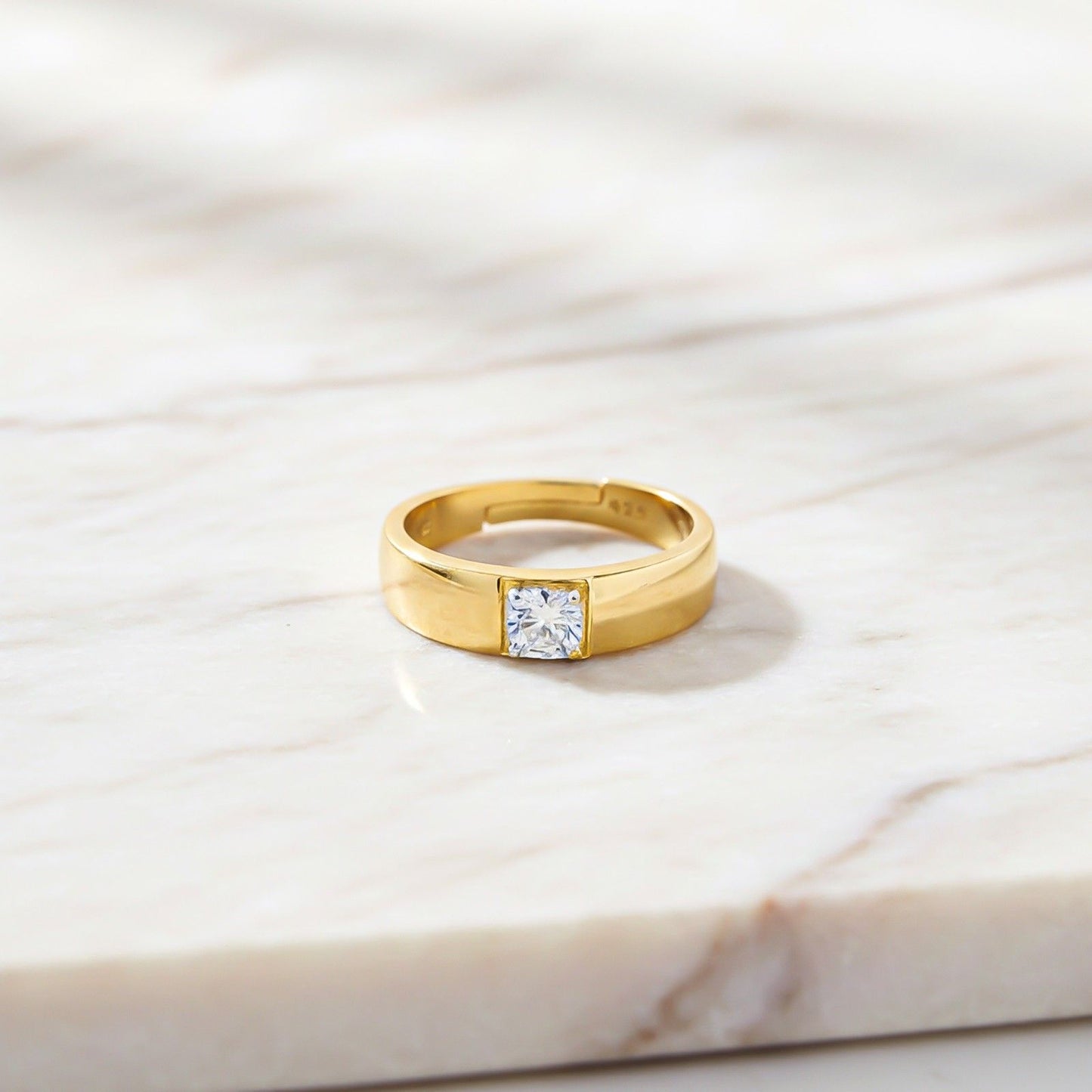 Golden Solitaire Classic Love Ring for Boys