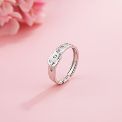 Silver Belt Style Promise Men's Ring