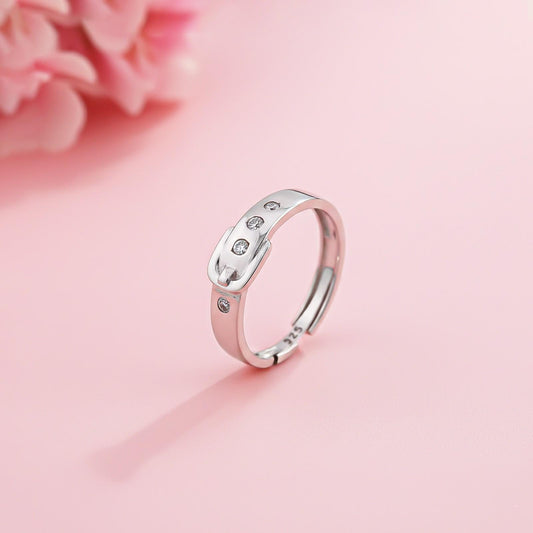 Silver Belt Style Promise Men's Ring